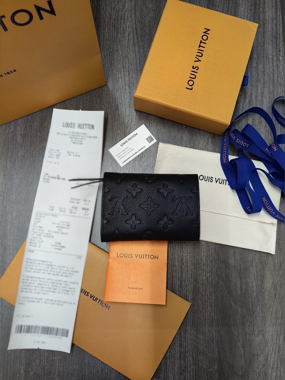 Louis Vuitton Black Embossed Monogram Envelope Wallet with Gold Snap - Picture 4 of 14